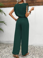 Zella™ Elegant Two-Piece Set | Lace-Trimmed Top and Wide-Leg Trousers